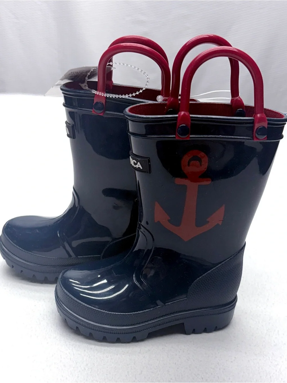 Nautica Everett Rain Boots Kids 5T Navy Red Anchor NWT